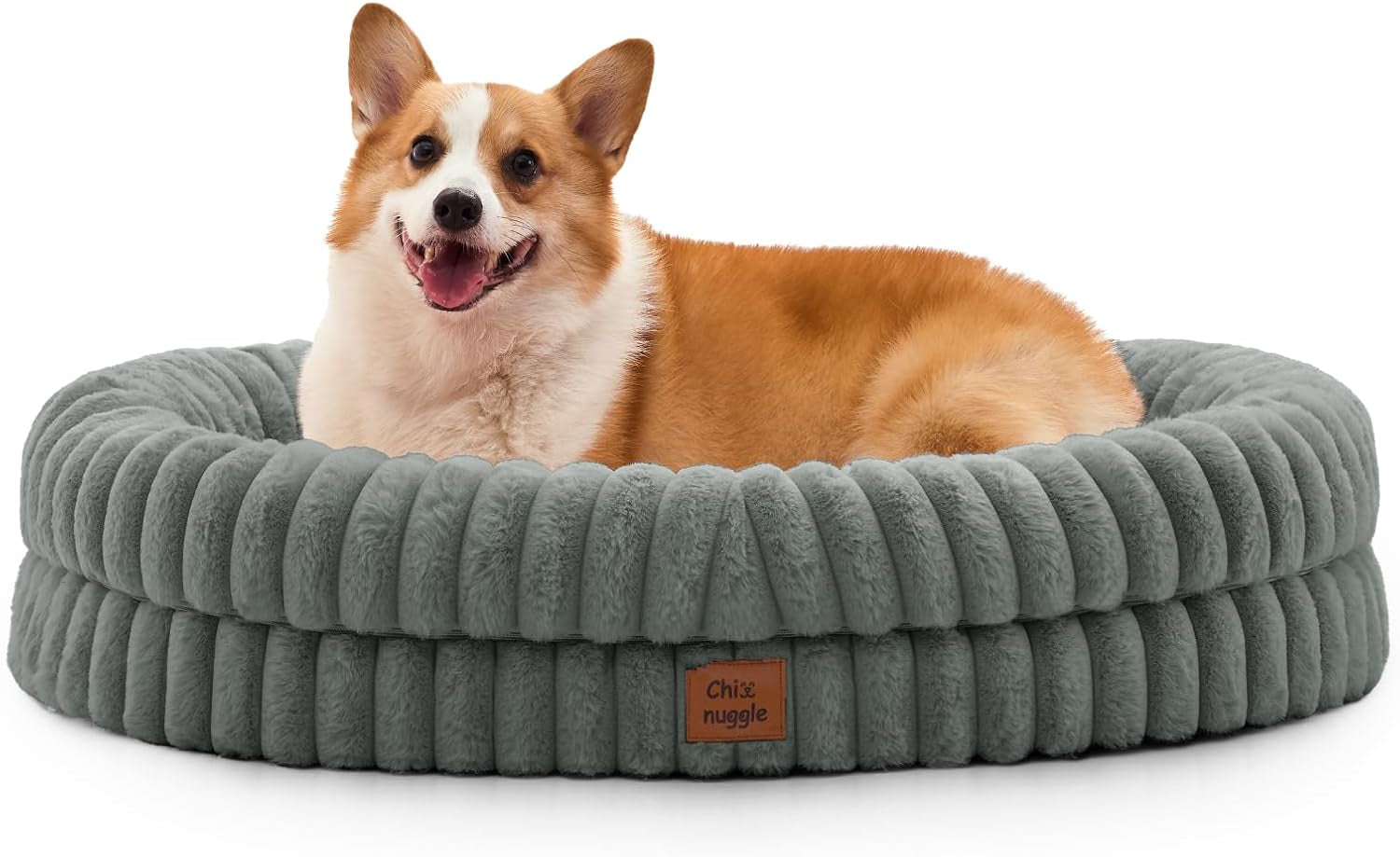 chixnuggle-orthopedic-dog-bed-washable-cover-faux-fur-bolster-pet-couch-waterproof-egg-crate-foam-non-slip-bottom-for-small-medium-dogs-dark-grey-30-24-7-dog-sofa-puppy-bed