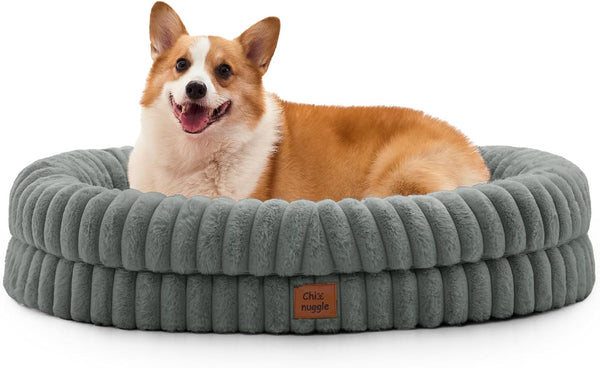 Chixnuggle Orthopedic Dog Bed, Washable Cover, Faux Fur Bolster Pet Couch | Waterproof,Egg Crate Foam,Non-Slip Bottom,For Small Medium Dogs,Dark Grey,30*24*7,Dog Sofa,Puppy Bed11