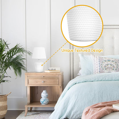11.8’’ Small Table Lamps Set of 2 for Bedroom Kid’S Room Home Office, White | Cute & Unique, Perfect for Bedside Nightstand Desk Nursery Reading, Fabric Shade3