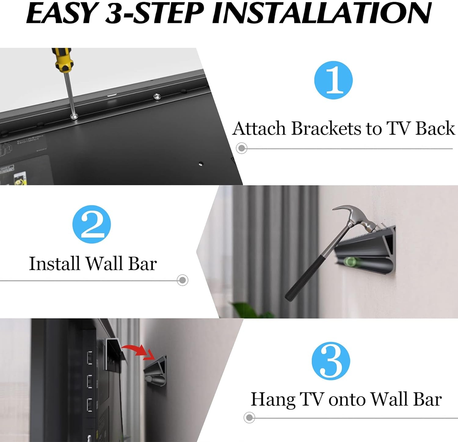 no-stud-tv-wall-mount-drywall-studless-tv-hanger-no-damage-no-drill-non-screws-dry-wall-flat-screen-tvs-easy-install-bar-bracket-fits-vesa-12-55-inch-tvs-up-to-99-lbs-include-hardware-levels