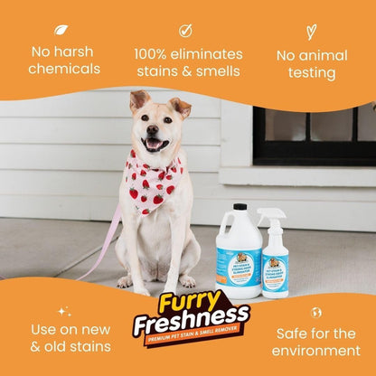 Furryfreshness Extra Strength Cat or Dog Pee Stain & Permanent Odor Remover + Smell Eliminator -Removes Stains from Pets & Kids Including Urine or Blood- Lifts Old Carpet Stains- (2 Pack)4