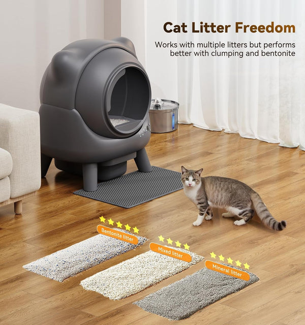 Automatic Litter Box, FEELNEEDY Self Cleaning Litter Box, Odor Control Robot, Cat Ears Design, 65L APP Real-Time Monitor, Cat Litter-Boxs for Multiple Cats, Safety Sensors, with 1 Trash Bag7