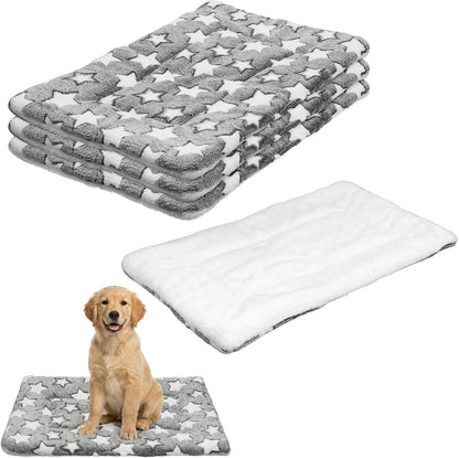 4 Pcs Dog Bed Mat, Comfortable Soft Pad for Pets Reversible Crate | Pads Dog Crate Bed Washable Cute Star Pet Beds for Cage Portable Soft Kennel Mat for Outdoor Sleeping Small Dogs Cat Sleeping1