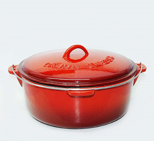 12 Qt. Red Enamel Coated Cast Iron Dutch Oven2
