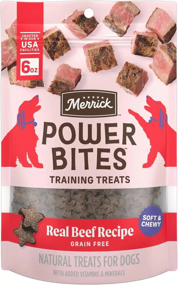 Merrick Power Bites Natural Soft and Chewy Real Meat Dog Treats, Grain Free Snack with Real Beef Recipe - 6 Oz. Bag12