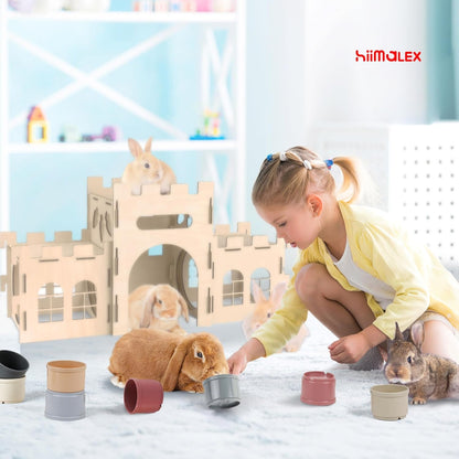 HIIMALEX 8-Pcs Bunny Toys Stacking Cups for Rabbit Foraging and Play Bunny Essential Toys Safe Plastic Accessories for Small Animals Rabbits4