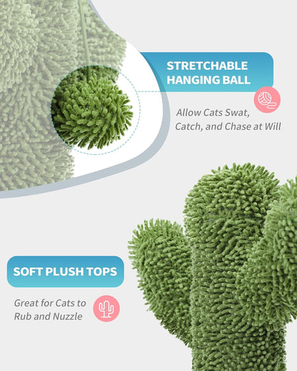 Made4Pets Cactus Cat Scratching Post for Indoor Cats with Plush Ball, 25.6" | Interactive Cactus Cat Scratcher with Natural Sisal Rope, Sturdy Base and Plush Ball for Daily Scratching and Indoor Play3