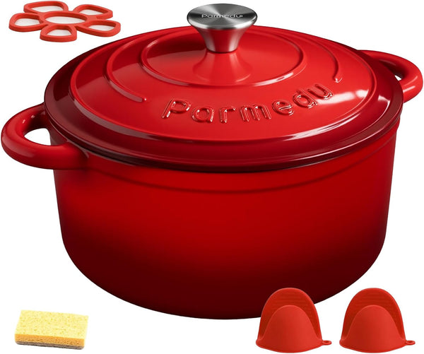 5.5QT Enameled Cast Iron Dutch Oven for Sourdough Bread Baking, Easy Cleaning, Versatile for Stewing, Roasting, Braised Chicken, Soup & More1