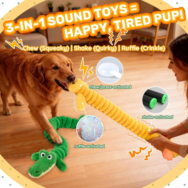 LECHONG 2-Pack 40” Extra-Long Squeaky Dog Toys for Large Dogs, Soft Chew Plush Stuffed Animal Dogs Toy, Interactive Tug-Of-War Dog Toys for All Dogs to Keep Them Busy3