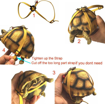 Leather Harness Strap for Tortoise/Turtle Reptile Animals Size M | Crawling Pet Walking Training Control Rope Chest Collar4
