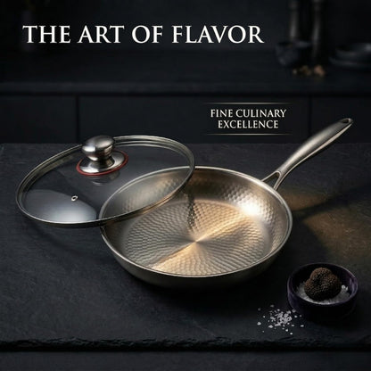 Titanium Hammered Pan Pro with Lid, Pfas/Pfoa/Ptfe-Free Non Stick Titanium Frying Pan, Dishwasher & Oven Safe, Scratch Resistant, 10" Even Heating Titanium Skillet, Compatible with All Cooktops7