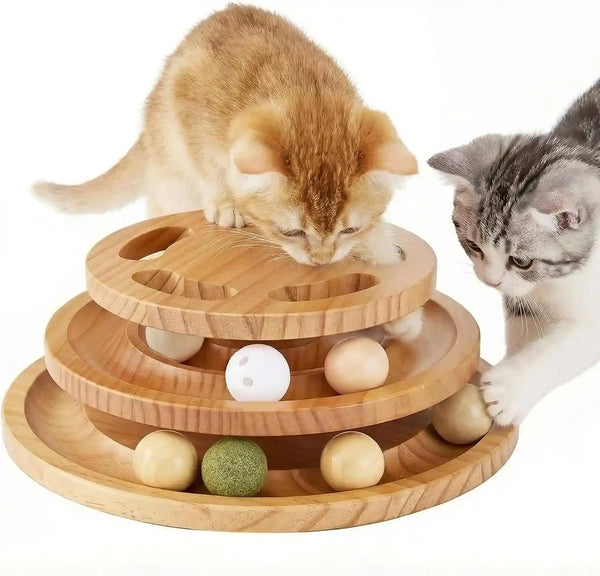 ZOMISIA Cat Ball Track Toy with Puzzle Top, Wooden Cat Toys for Indoor Cats | Interactive Spinning Balls, Large Cat Ball Tower for Kitten Exercise Mental Stimulation Self Play Home Enrichment9