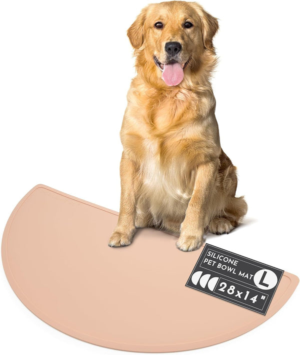 Should We Go? Waterproof Silicone Dog Food Mat – Large Size Non-Slip Pet Bowl Mat, Raised Edge Design, Easy-To-Clean Pet Food Placemat for Dog & Cat Bowls, 28" across X 14" Deep - Ocean Blue11