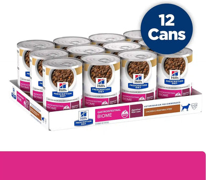 Hill'S Prescription Diet GI Biome Digestive/Fiber Care Wet Dog Food | #1 Veterinarian Recommended, Chicken & Vegetable Stew, 12.5 Oz. Cans, 12-Pack3