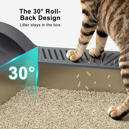 2 Pack Stainless Steel Litter Box | XL Enclosed Cat Litter Boxes with Lid for Big Cats and Multi-Cats | High Sided, Anti-Urine Leakage | Non-Stick Bottom（Dark Gray）3