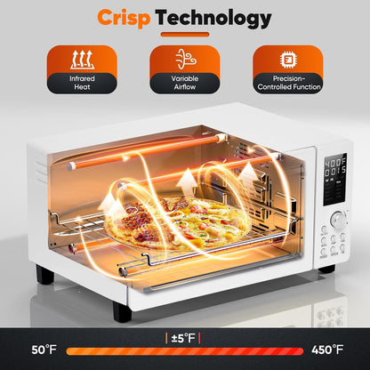 Bravo Pro Convection Air Fryer Toaster Oven Combo | 2026 New Improved,10-In-1, 50°-450°F Control, Quick Even Crisp Tech, 21Qt, PFAS Free, Cream4