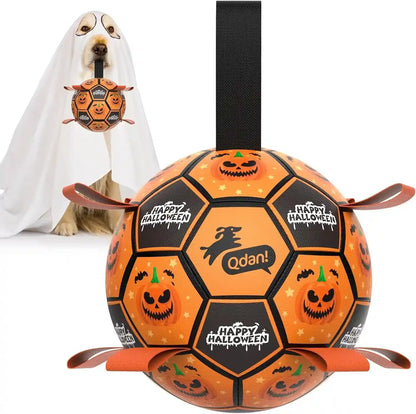 QDAN Dog Toys Dog Balls, 6 Inch Dog Soccer Ball with Straps, Herding Balls | Dog Birthday Toy, Balls for 20-40Lbs Dogs, Outdoor Puppy Toys to Keep Them Busy, Interactive Toy for Tug, Pool Water Toy Ball36