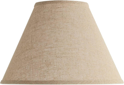 Pre-Assembled Sela Fine Large Burlap Empire Shade 6.5X15X10.75 (Spider) | 6.5" Top X 15" Bottom X 10" High X 10.75" Slant Replacement for Table Lamps Harp + Finial5