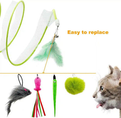Self Play Cat Hunting Spiral Tunnel Toy, Folded Cat Spring Tunnel Toys for Indoor Cats (Green)5