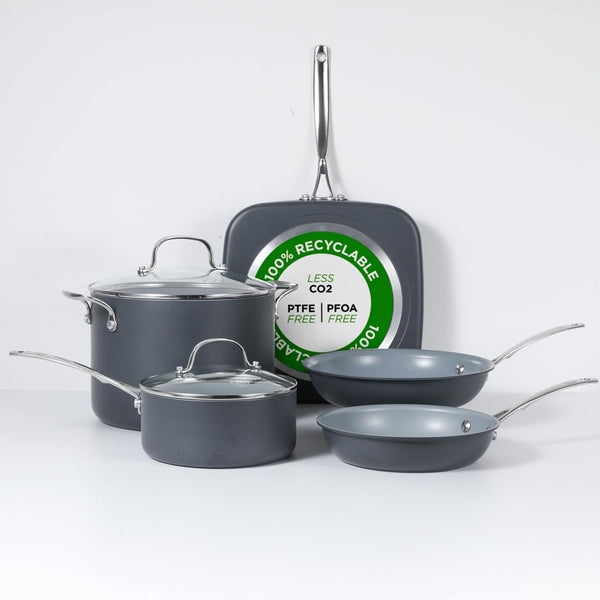 7-Piece ECOPAN Hard Anodized Aluminum Cookware Set, CHECO7 | Ceramic Non-Stick Non-Toxic Pots and Pans Set with Lids, Induction Cookware, Oven & Dishwasher Safe, PFOA & PTFE Free1