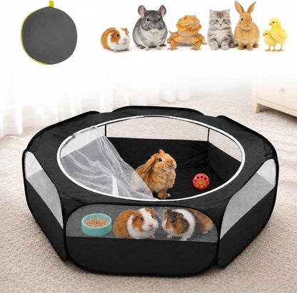 Amakunft Small Animal Pop-Up Playpen with Mesh Cover, 47'' X 23.6'' X 15'' Chicken Brooder Box, Play Pen Indoor Outdoor for Guinea Pigs, Bunny, Rabbits, Ferrets, Chinchillas, Kittens | Indoor/Outdoor, Water-Resistant, Chicken Brooder, Travel Playpen for Rabbits, Ferrets, Hamsters and Kittens1