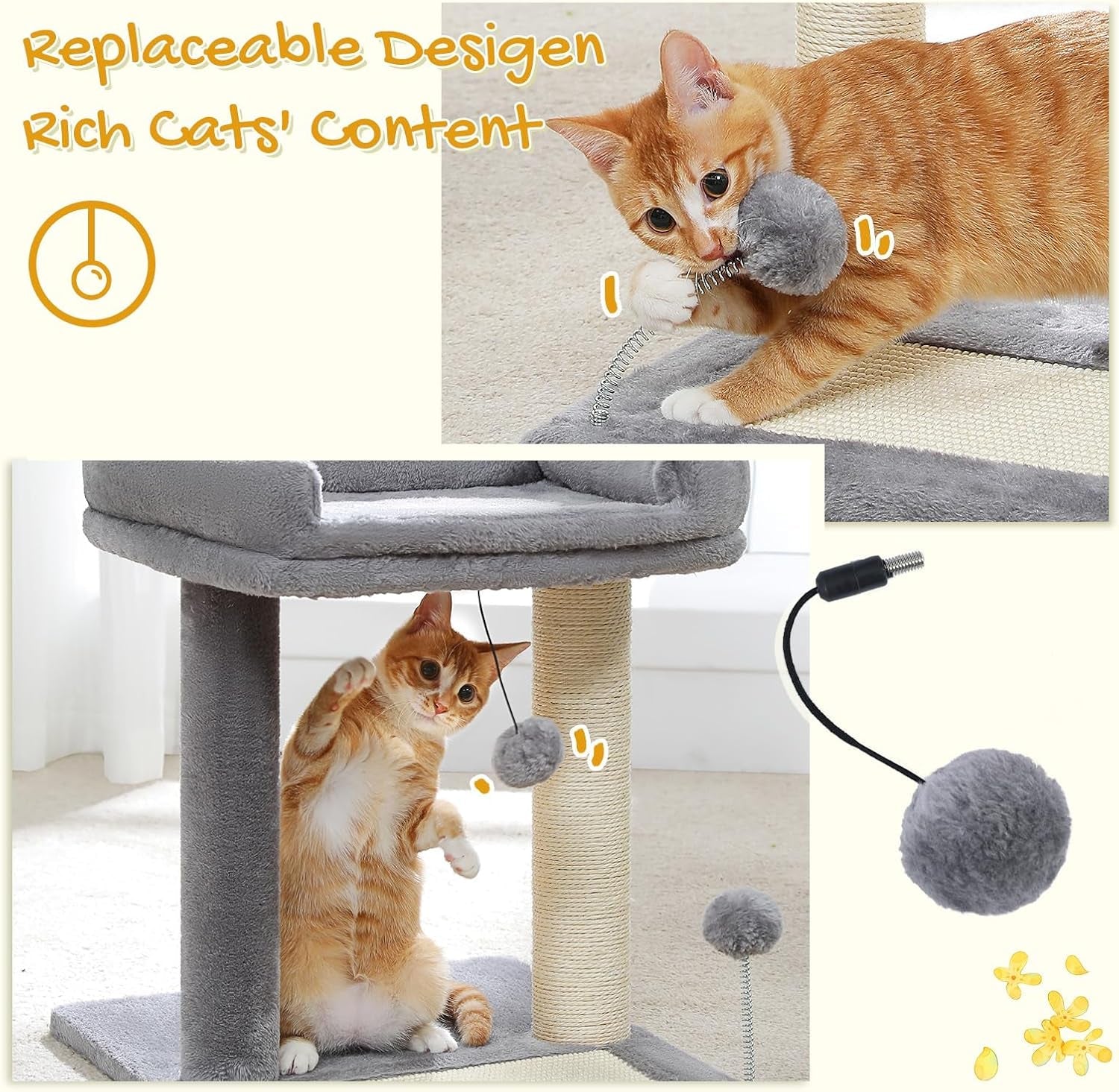 pawz-road-cat-scratching-post-with-bed-small-cat-tower-with-pad-ball-19-cat-stand-with-padded-removable-bed-full-sisal-scratching-post-scratcher-pad-dual-play-ball-for-kittens-indoor-cats