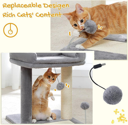 PAWZ Road Cat Scratching Post with Bed, Small Cat Tower with Pad & Ball | 19” Cat Stand with Padded Removable Bed, Full Sisal Scratching Post & Scratcher Pad Dual Play Ball for Kittens & Indoor Cats4