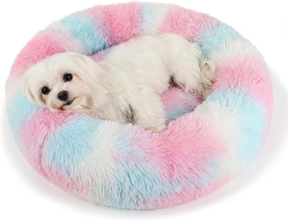 Small Calming Dogs Bed for Small Dogs Anti-Anxiety Machine Washable Fluffy Luxury Anti-Slip Waterproof Mute Base Warming Cozy Soft Pet Puppy round Bed13