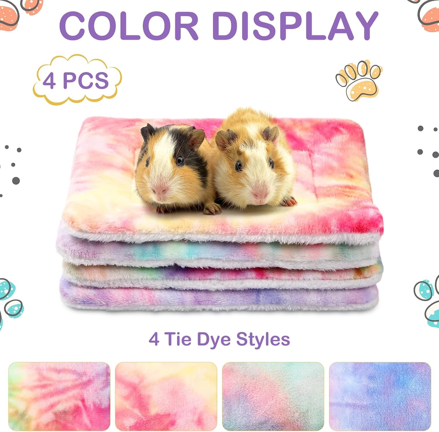 haull-4-pcs-waterproof-guinea-pig-bedding-soft-dog-cat-bed-crate-mat-small-animal-plush-cage-liners-rabbit-bunny-kennel-pad-reversible-cozy-pee-thickened-hamster-padtie-dyed-13-x-10-inch