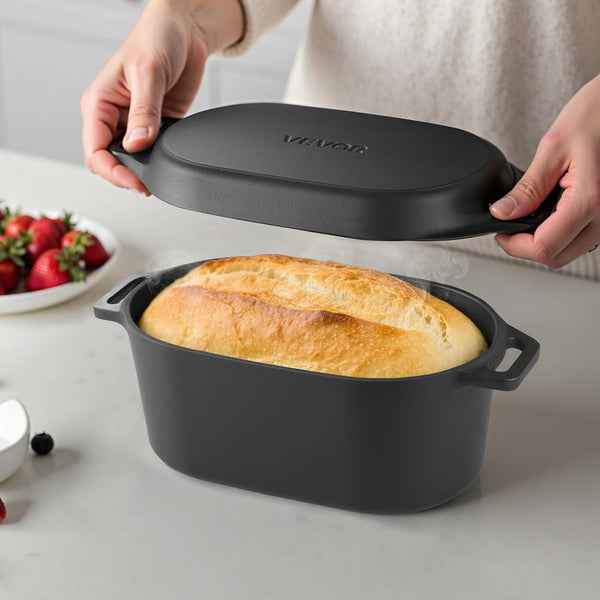 Enameled Cast Iron Dutch Oven, 3.5 Quart Pot with Lid and Dual Handles, Heavy-Duty Durable Cookware Pan, Oven Induction Compatible up to 500℉, for Braising, Stews, Roasting, Bread Baking, Black8