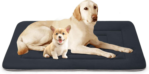 Dog Bed Soft Dog Crate Bed Pad Mat, 42 in Non Slip Bottom Washable Beds for Large Dogs, Pet Bed Mattress Kennel Pad, Dark Blue Gray17