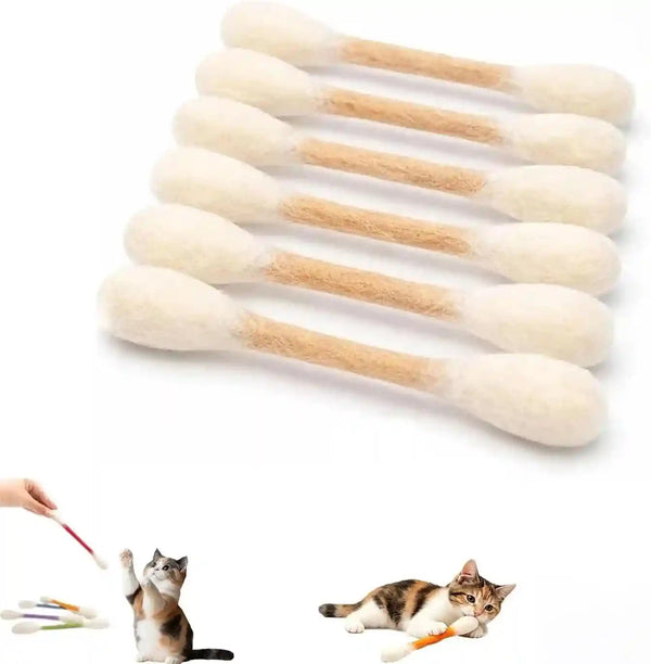 Ledeng Cotton Swabs Cat with Catnip, Swabs Catnip Toys Set of 6 Soft Plush Kicker Toys, Sturdy Teething Chew Toy (B)9