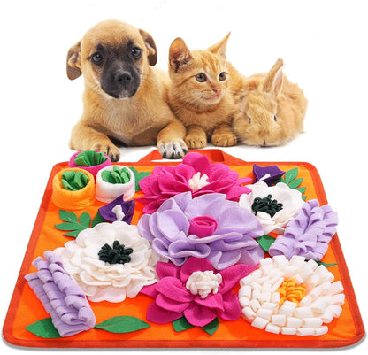 Snuffle Mat for Dogs,Dog Feeding Mat Sniff Mat Interactive Dog Puzzle Mat for Training and Stress Relief Encourages Natural Foraging Skills (Bright Orange)1