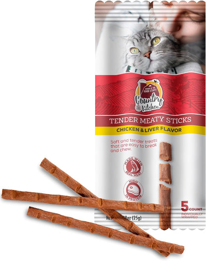 Country Kitchen Salmon & Trout Tender Meaty Sticks Cat Treats, High in Protein, Easy to Break and Chew, 0.88 Oz, 5 Count8