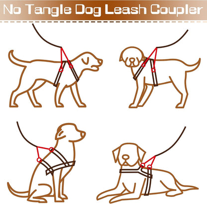 Reginary 4 Pieces No Tangle Dog Leash Couplers Black Double Clip Leash for Two Clasp Dog 0.6 Inch Wide Heavy Duty Nylon for Large Pet Walking Supplies, 4 Inch3