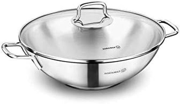 Stainless Steel Woks and Stir Fry Pans with See through Glass Lid and Non-Burning Handles, Dishwasher Safe for the Best Cooking, Products for Family, Dinners, Parties, Kitchen1
