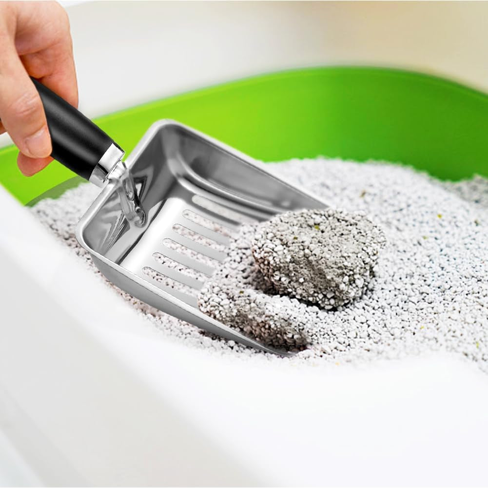 cat-litter-scoop-stainless-steel-metal-cat-litter-scoop-kitty-metal-scooper-sturdy-mesh-scooper-mesh-shovel-easy-to-clean-suitable-for-cat-litter-box-light-black