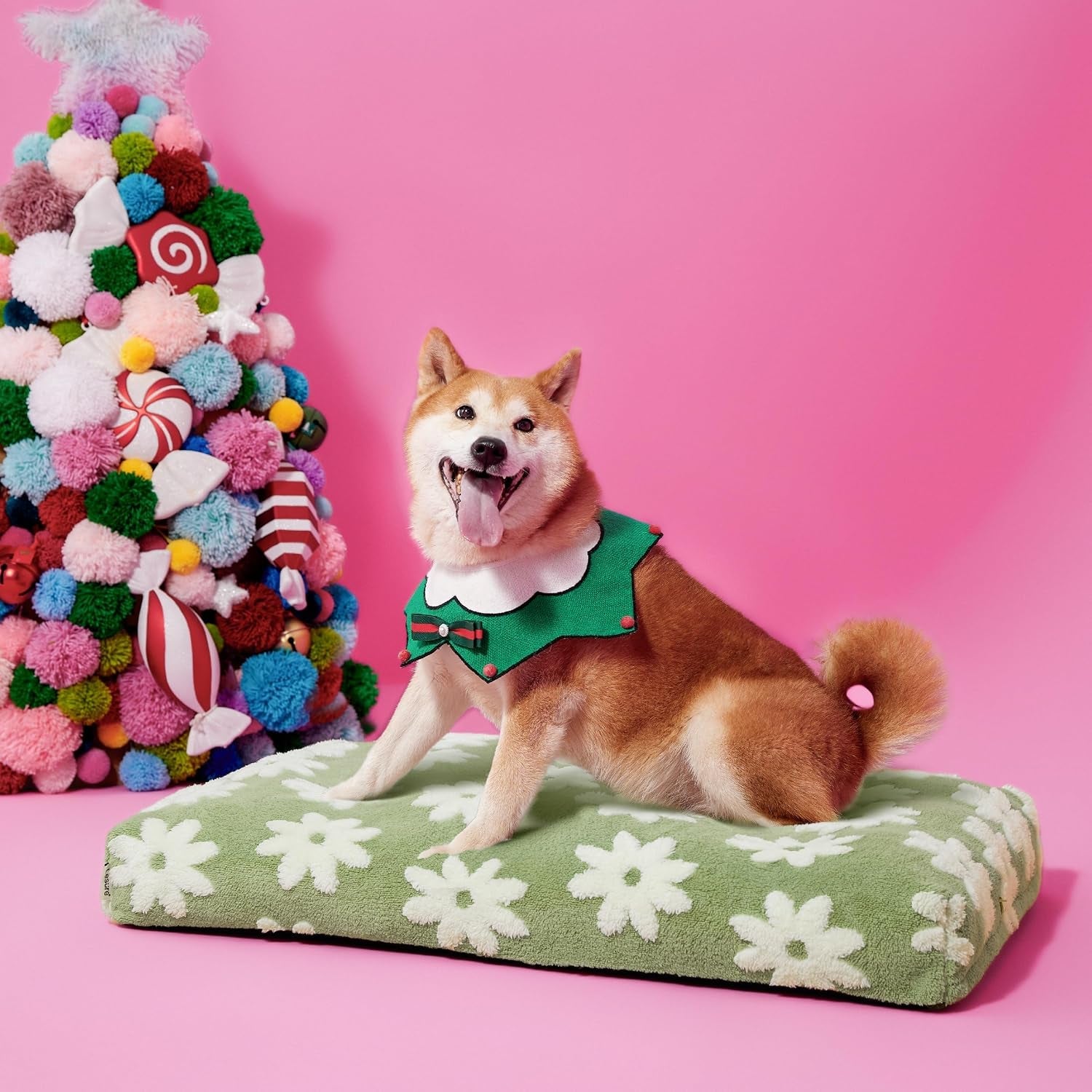 le-sure-cute-aesthetic-dog-bed-for-crate-jacquard-thick-pet-pillow-35x22-shredded-chopped-foam-modern-plush-crate-cushion-gift-for-large-dog-waterproof-washable-cover-nonslip-bottom-green