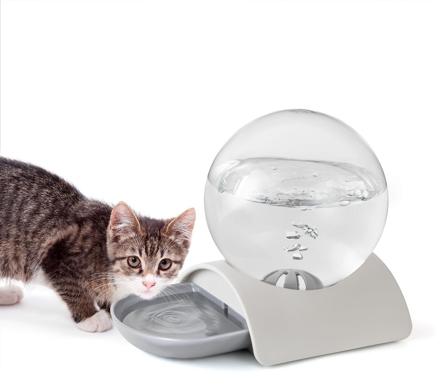 pet-water-dispenser-2-8l-automatic-gravity-cat-water-dispenser-for-cats-dogs-rabbit-detachable-cat-dog-water-dish-feeder-with-spherical-waterer-bubble-grey