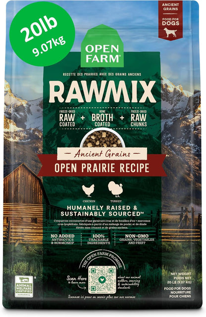 Open Farm Rawmix Ancient Grains Dry Dog Food, Wild Ocean Kibble, 20Lb Bag | Wild-Caught Whitefish, Salmon and Rockfish, Freeze Dried Raw Chunks, 100% Traceable Ingredients, Non-Gmo Fruits & Veggies.12