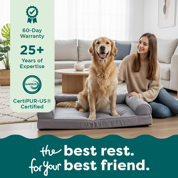Furhaven Orthopedic Dog Bed for Large Dogs, Sofa-Style with Cool Gel-Top Foam with a Solid Orthopedic Foam Base for Joint Support, Removable Washable Cover, Jumbo XL, Plush & Suede, Gray9
