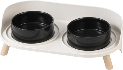 Elevated Ceramic Dog Bowl Set - Double Dog Feeding Bowls with Stand Splash Proof - Raised Dishes for Food and Water - Ideal for Small to Medium Dogs - 2 X 720 Ml - 11.3 Oz - White7