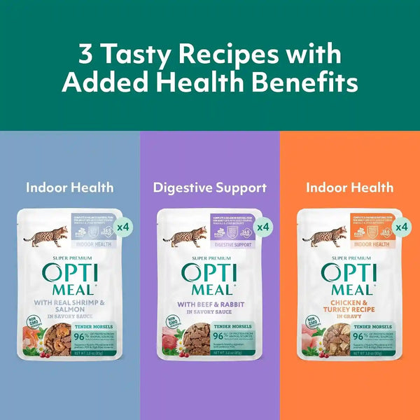 Optimeal Wet Cat Food Variety Pack - Grain Free Tender Morsels, High Protein Premium Nutrition Made with Natural European Ingredients in Savory Gravy, Adult Cat Food Wet Pouches 3Oz Pouch (Pack of 12)7
