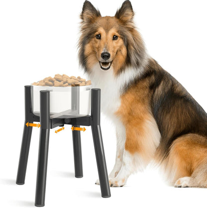 Dog Bowl Stand for Medium Large Dogs, Adjustable Width Elevated Dog Bowls 7-10.6", Raised Dog Food Water Bowls, 11 Inch Tall Single Holder, Black,Bowl Not Included19