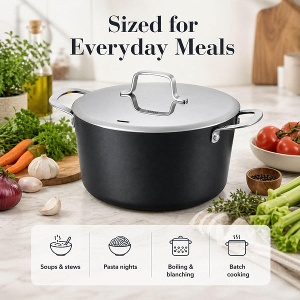 Maestro Ceramic Nonstick Cookware Set 2QT Saucepan, 5QT Stockpot & Lid | 5QT Stock Pot & 2QT Saucepan with Lids; Even Heat; Induction & Oven Safe to 400°F8