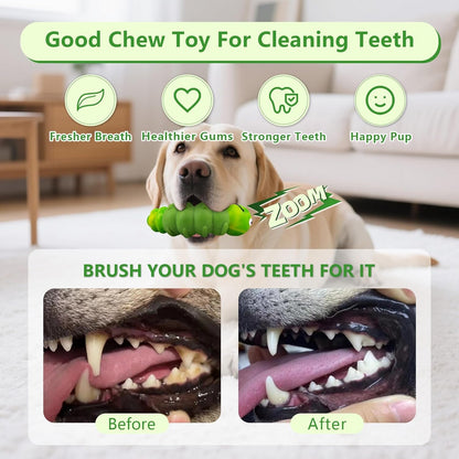 Indestructible Dog Toys for Aggressive Chewers, Tough Chew Proof Toy for Large Dogs, Squeaky Rubber Chew Toy with Beef Flavor for Boredom & Anxiety Relief (Green)6