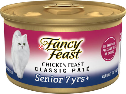 Purina Fancy Feast Wet Senior Cat Food 7 Years plus Chicken Feast Pate - (Pack of 24) 3 Oz. Cans1