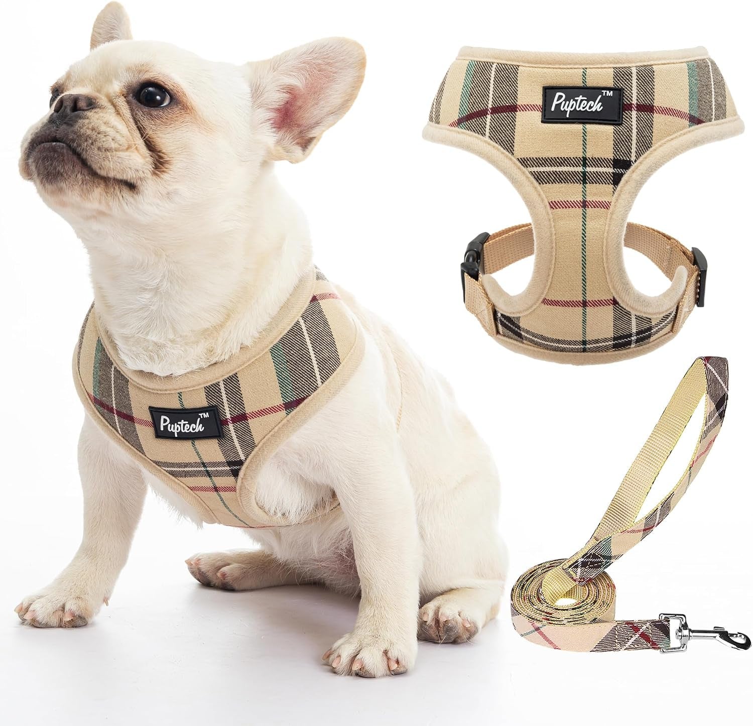 pupteck-soft-mesh-dog-harness-small-sized-and-leash-set-pet-puppy-cat-comfort-padded-vest-no-pull-harnesses-beige-s