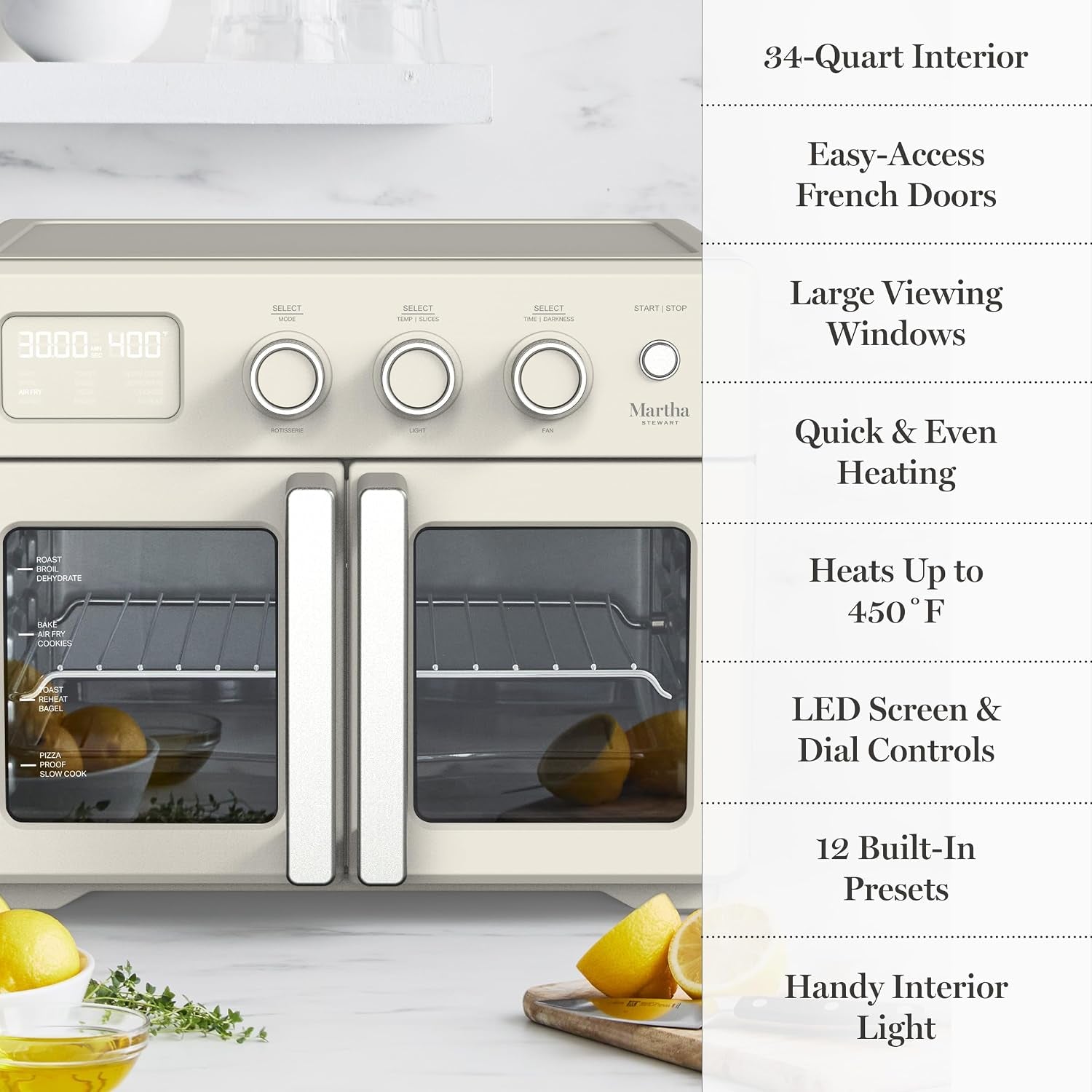 french-door-air-fryer-toaster-convection-oven-34qt-linen-12-in-1-countertop-oven-bake-broil-roast-fits-12-pizza-dehydrate-air-fry-basket-oven-rack-rotisserie-cream-white