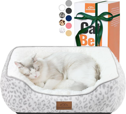 Cat Dog Bed for Pets, Rectangle Pet Bed Gift for Puppy and Kitten, Machine Washable Calming Fluffy Pet Couch Sofa for Indoor Outdoor, Portable Soft Cat Bed with Non-Slip Bottom (Small, Pink)9